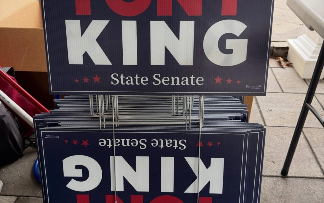 Get them while they are hot!! We will be putting signs out all weekend. Truly grateful for everyone that has reached out requesting one. #tonyking4senate #vote